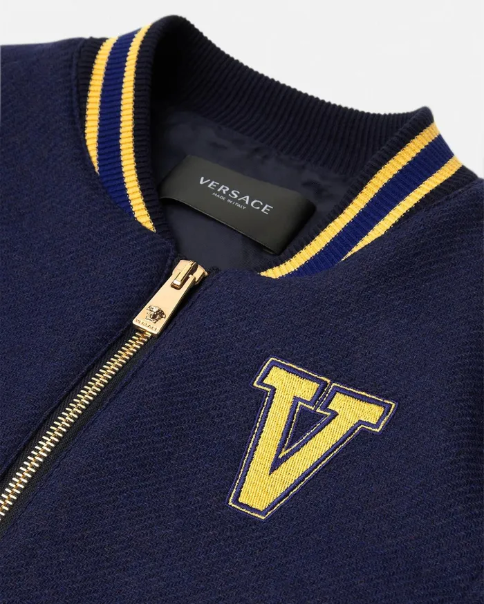 Versace Varsity Versace Logo Kids Jacket Royal Blue Children Clothing
