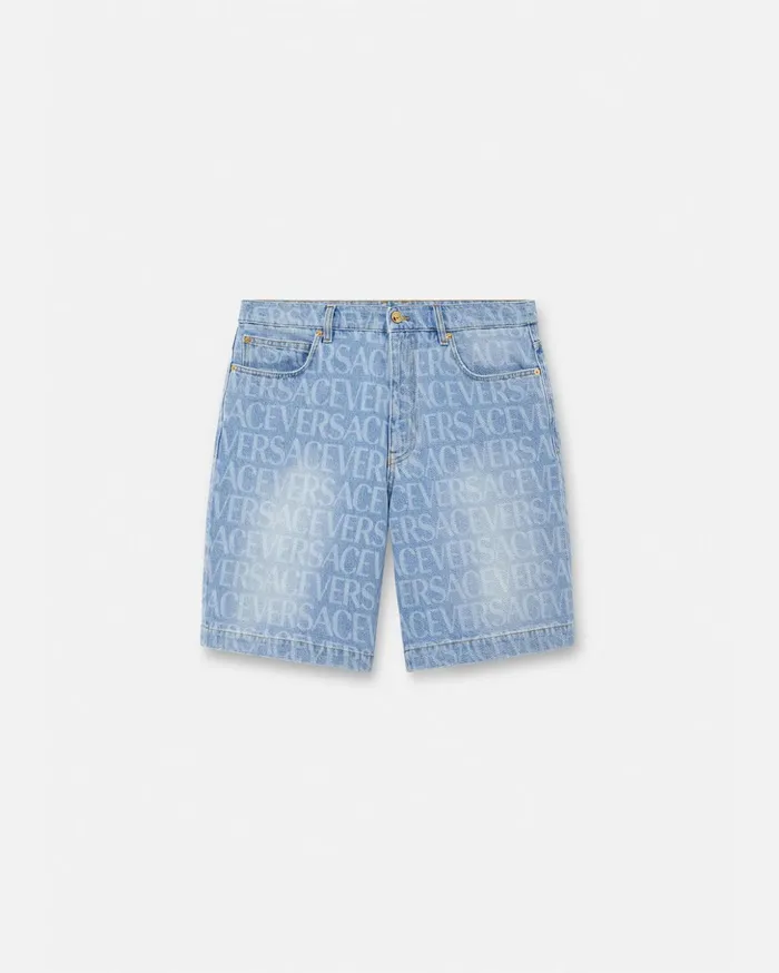 Versace Versace Allover Denim Shorts Blue Men Denim