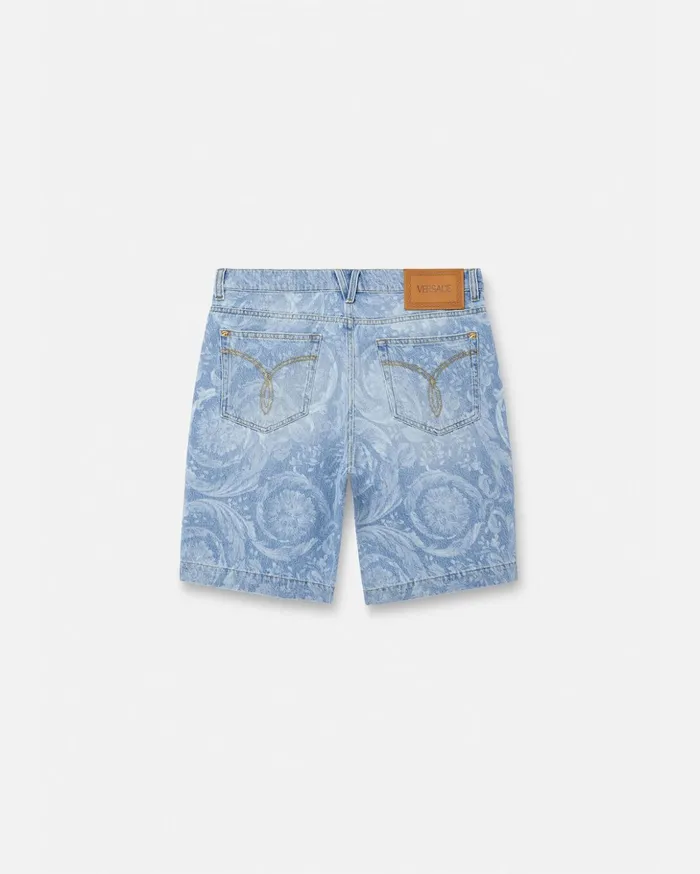 Versace Versace Allover Denim Shorts Blue Men Denim