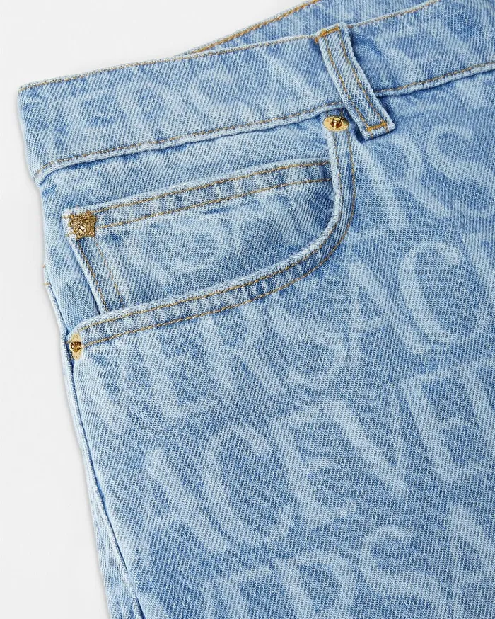 Versace Versace Allover Denim Shorts Blue Men Denim
