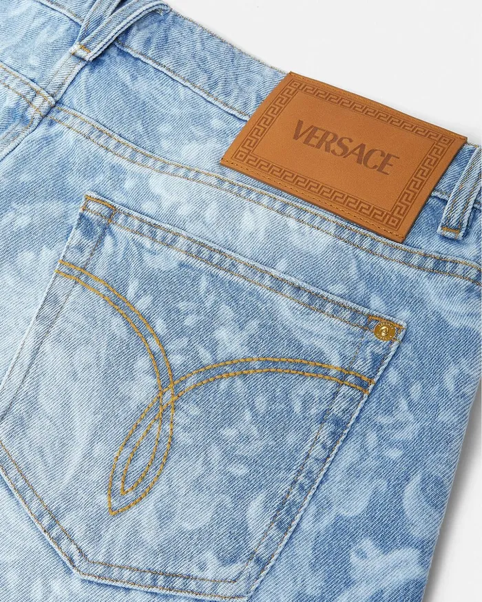 Versace Versace Allover Denim Shorts Blue Men Denim