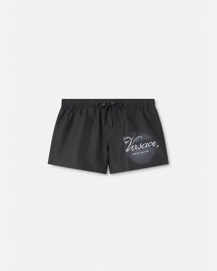 Versace Versace Film Titles Swim Shorts Black Men Swimsuits