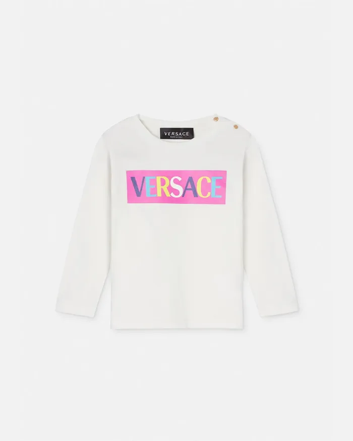 Versace Versace Logo Baby TShirt Whiteprint Children Clothing