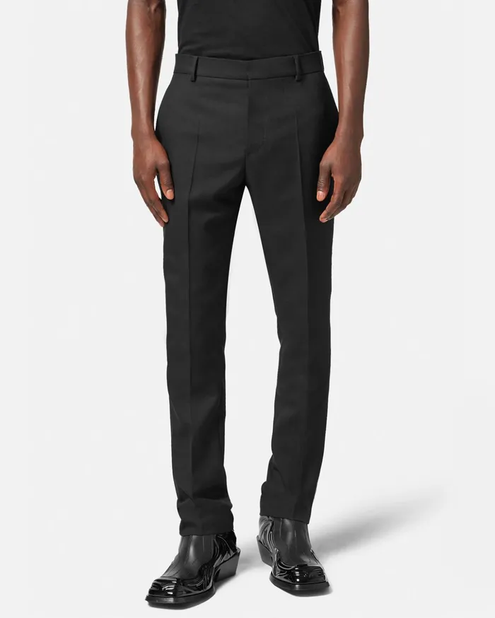 Versace Wool Formal Pants Black Men Blazers and Suits