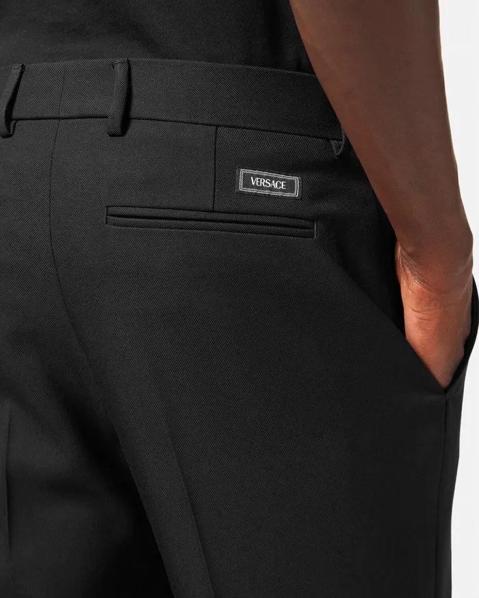 Versace Wool Formal Pants Black Men Blazers and Suits