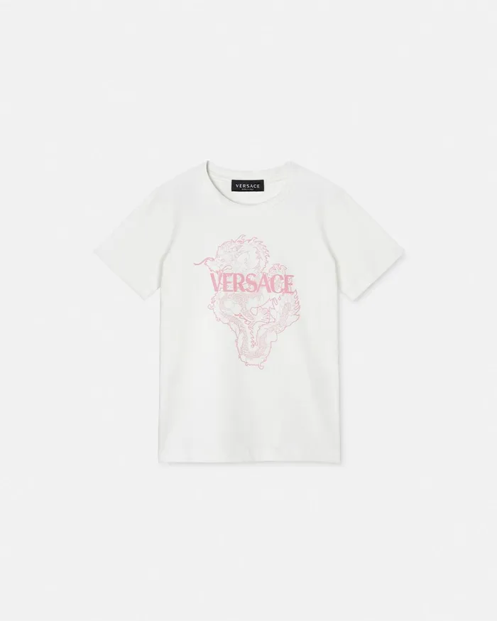 Versace Year Of The Dragon Kids TShirt Light Pink Children Clothing