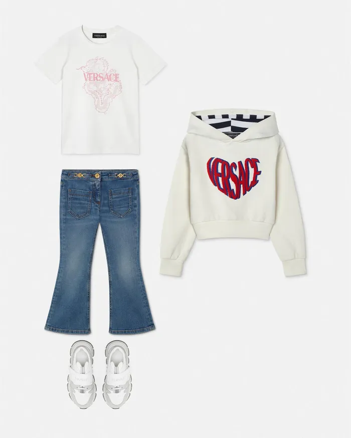 Versace Year Of The Dragon Kids TShirt Light Pink Children Clothing