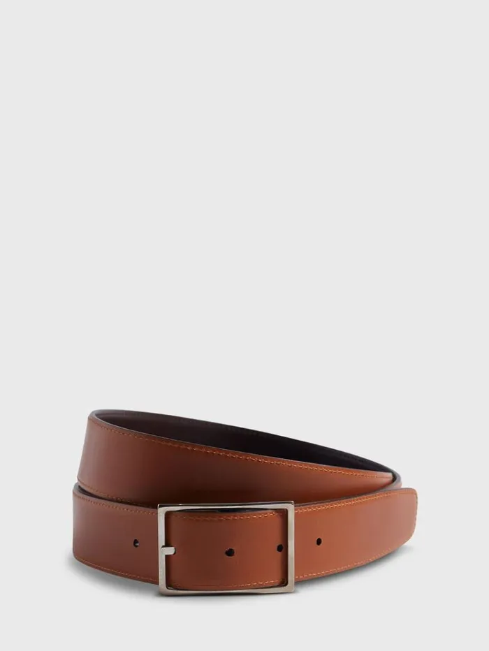 Vitello Cordo Reversible Belt Dkbrowncog Men Paul Stuart Belts
