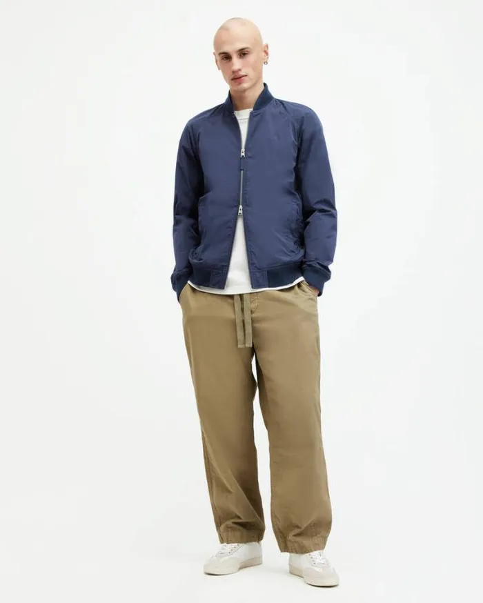 Waylan Ramskull Embroidered Bomber Jacket Dark Navy Blue Men AllSaints Jackets and Coats