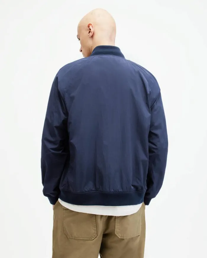 Waylan Ramskull Embroidered Bomber Jacket Dark Navy Blue Men AllSaints Jackets and Coats