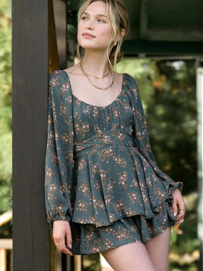 Weslia Floral Romper Darkgreen Women Altar039d State Rompers Jumpsuits