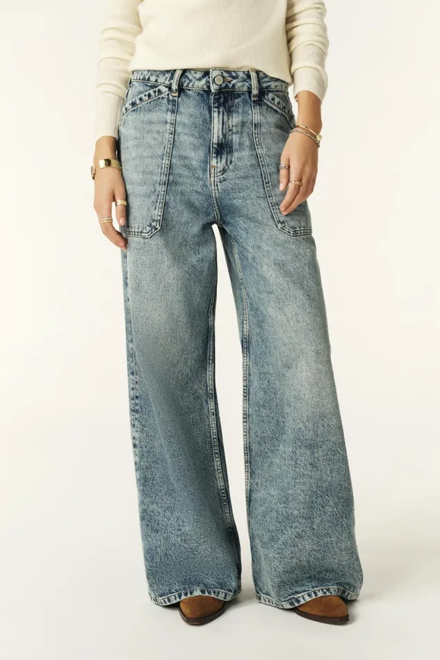 WideLeg Blue Jeans Mellou Blue Women Baandsh Pants and Jeans