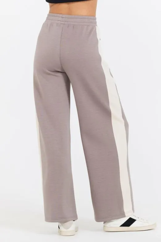 Wide Leg Pants Women Vintage Havana Taupe South Beach Sand Colorblock Cloud Fleece Pant Taupe