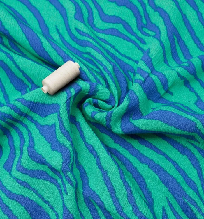 Women 2m Crinkle Viscose Fabric Cut 8211 Blue Print Promod Fabric Cuts And Patterns
