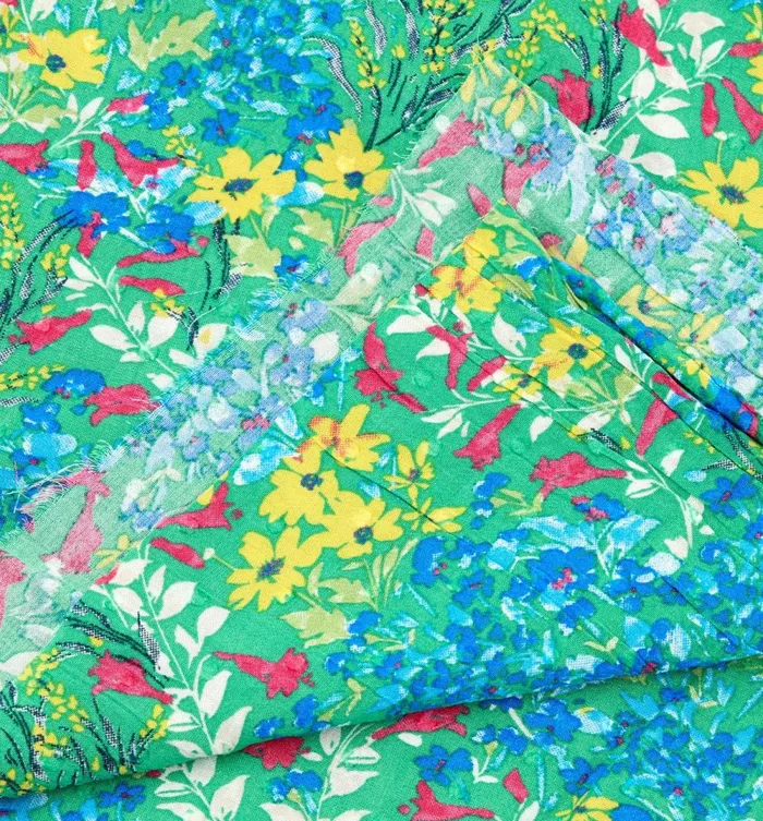 Women 2m Viscose Fabric Cut 8211 Green Print Promod Fabric Cuts And Patterns