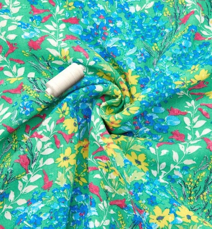 Women 2m Viscose Fabric Cut 8211 Green Print Promod Fabric Cuts And Patterns
