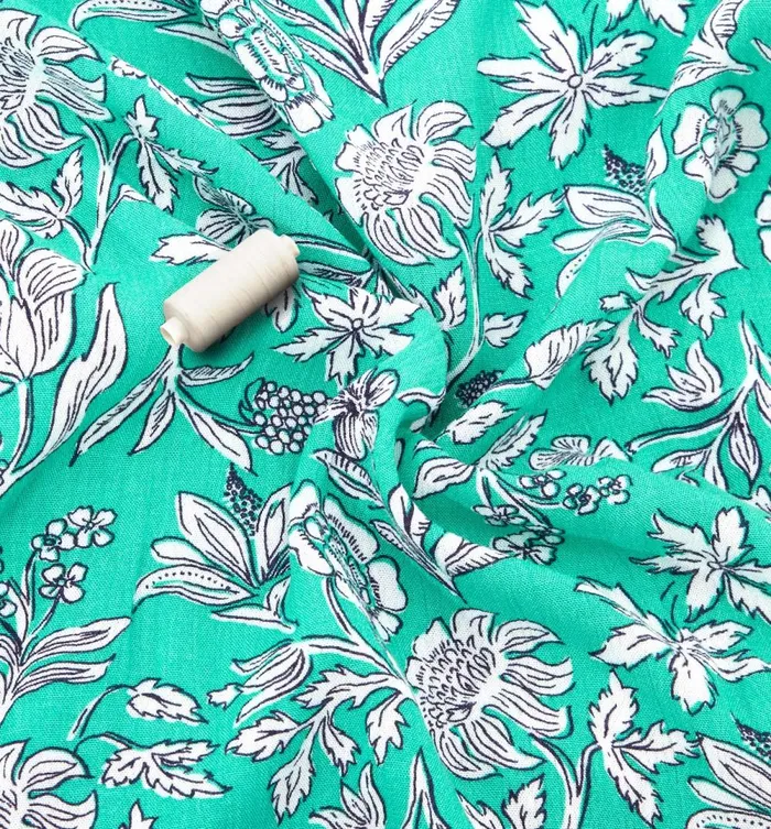Women 3m Crinkle Viscose Fabric Cut 8211 Green Print Promod Fabric Cuts And Patterns
