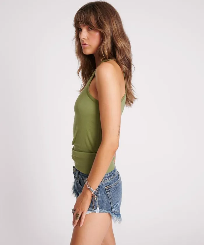Women ARMY ONE TEASPOON FINE RIB SINGLET One Teaspoon Tees and Tanks