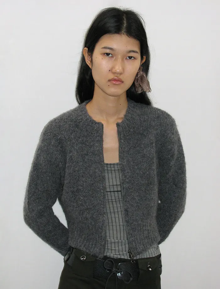 Women Baby Zip Grey Paloma Wool Knits
