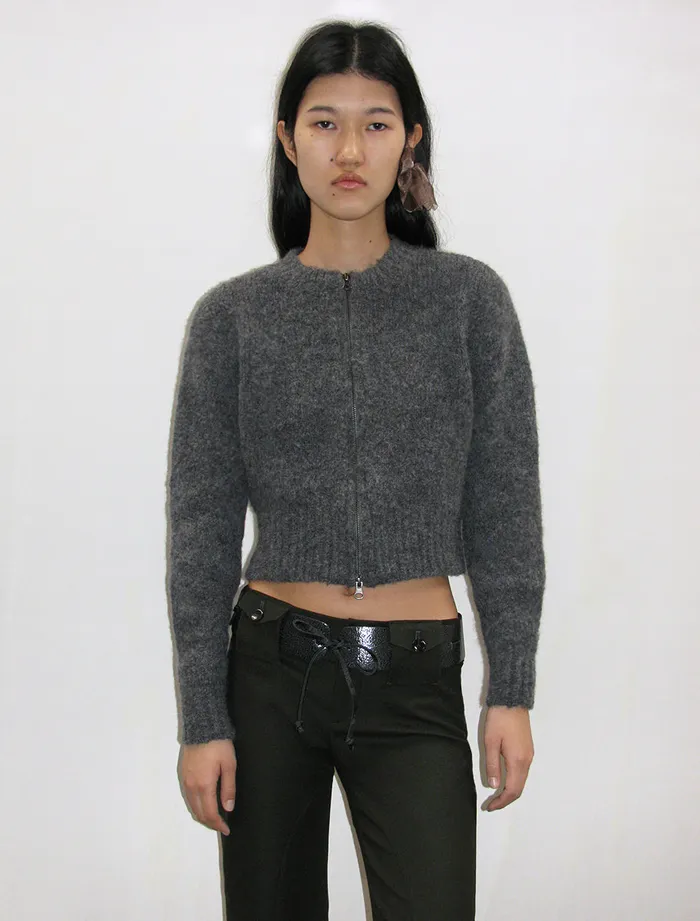 Women Baby Zip Grey Paloma Wool Knits