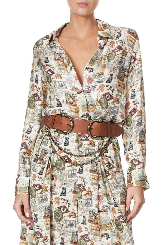Women Belts Camilla Double Croc Leather Belt Tan