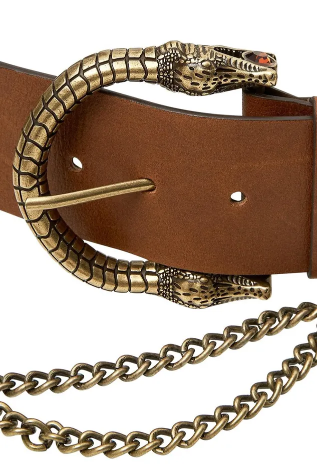 Women Belts Camilla Double Croc Leather Belt Tan