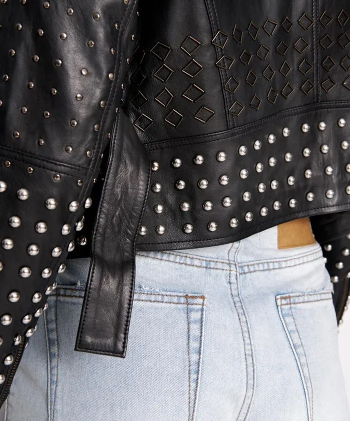 Women BLACK DIAMOND STUDDED LEATHER JACKET One Teaspoon Jackets