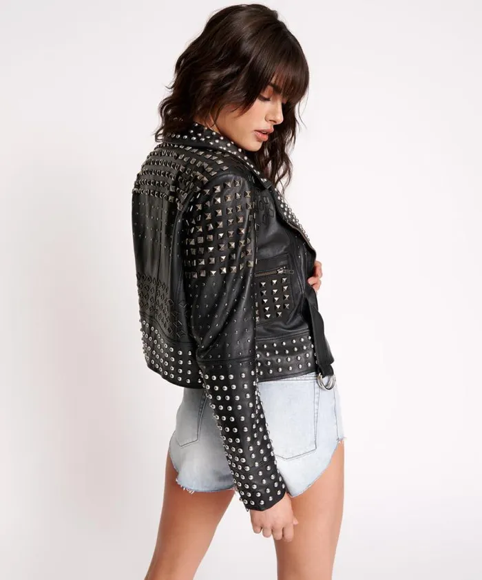 Women BLACK DIAMOND STUDDED LEATHER JACKET One Teaspoon Jackets