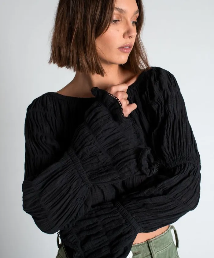 Women BLACK SUMMER NIGHTS CROP One Teaspoon Tops