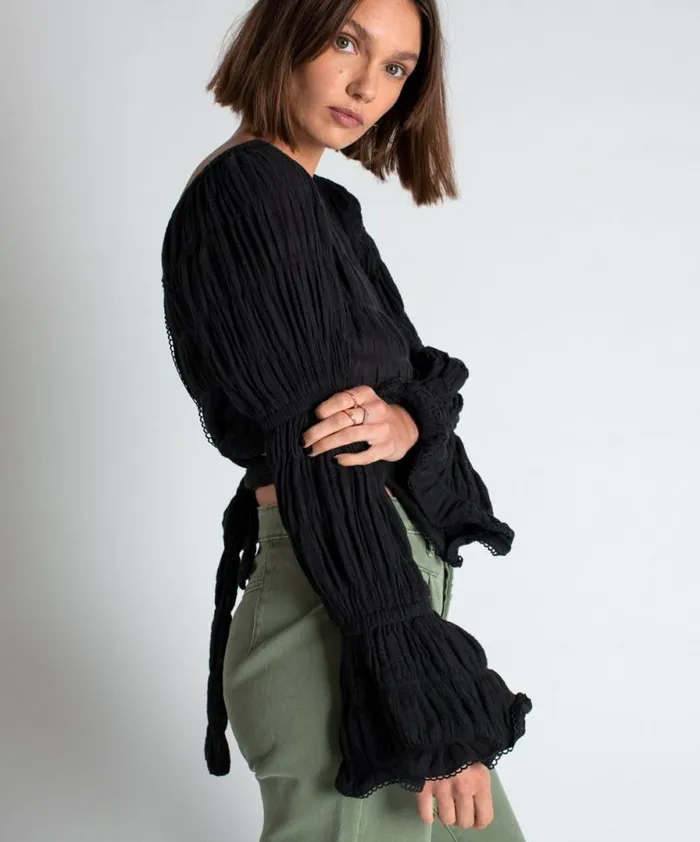 Women BLACK SUMMER NIGHTS CROP One Teaspoon Tops
