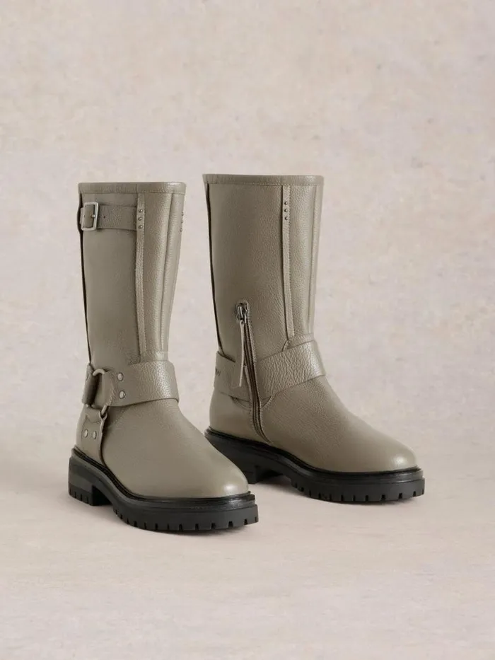 Women Boots White Stuff Bobbie Biker Boot Dark Natural