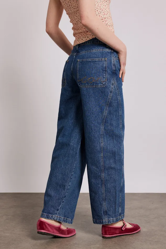 Women Bottoms Damson Madder Dion Jean 8211 Washed Blue