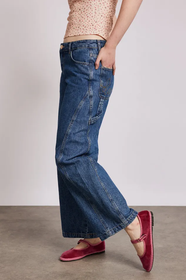 Women Bottoms Damson Madder Dion Jean 8211 Washed Blue