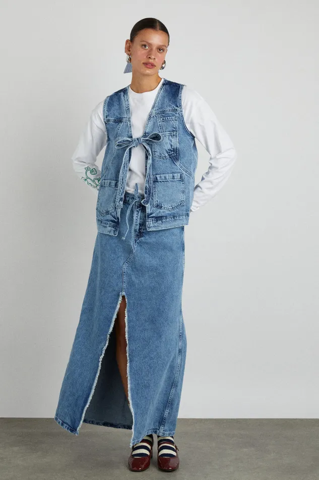 Women Bottoms Damson Madder Kaia Denim Maxi Skirt