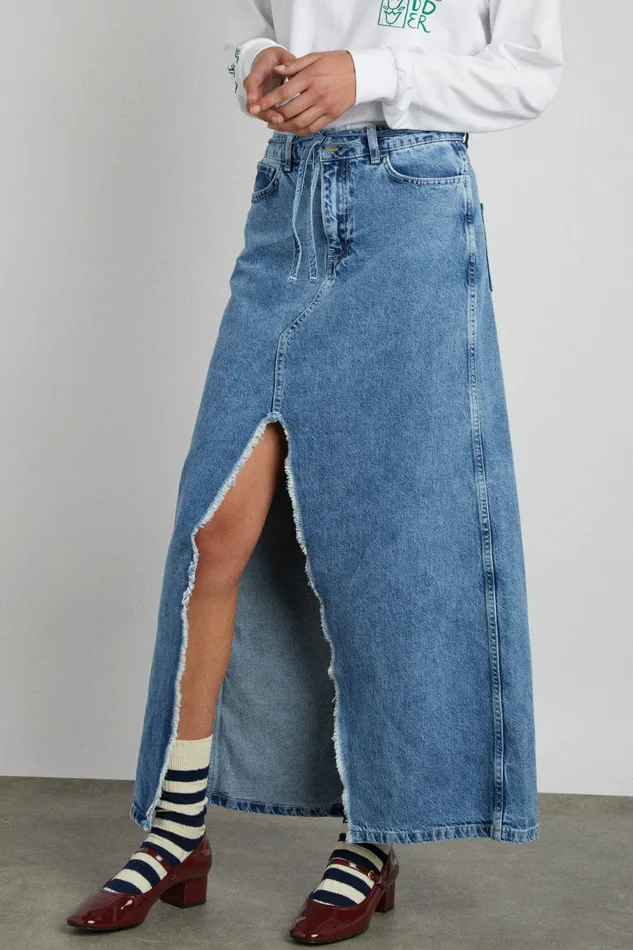 Women Bottoms Damson Madder Kaia Denim Maxi Skirt
