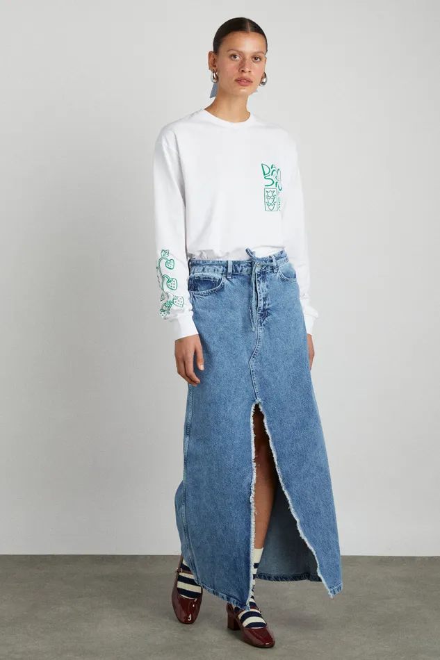 Women Bottoms Damson Madder Kaia Denim Maxi Skirt