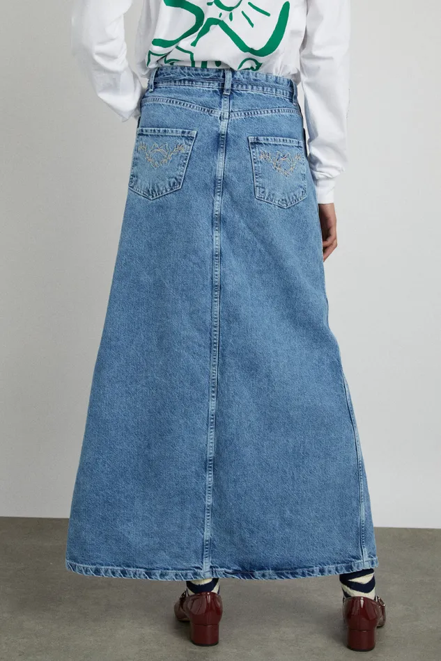 Women Bottoms Damson Madder Kaia Denim Maxi Skirt