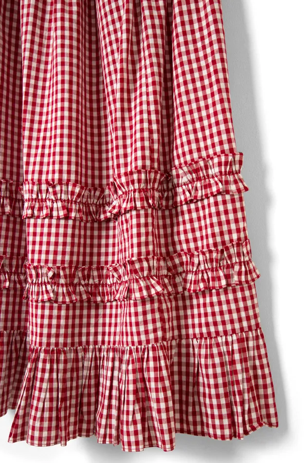 Women Bottoms Damson Madder Rina Ruffle Skirt 8211 Red Gingham