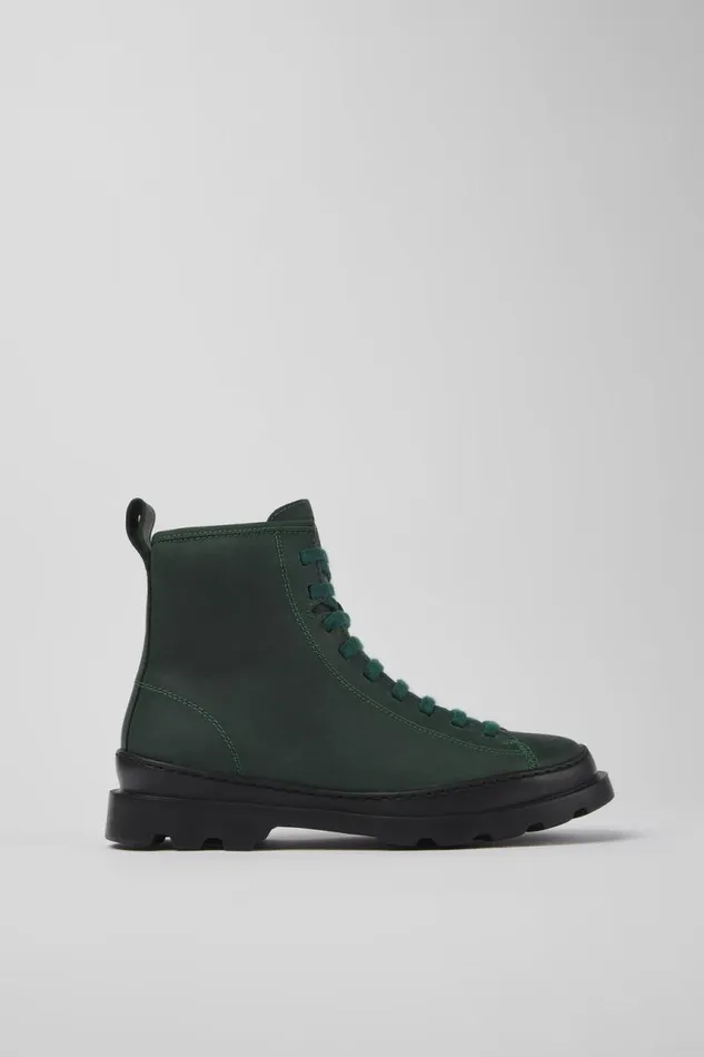 Women Camper Ankle Boots Brutus Green Nubuck Laceup Boots