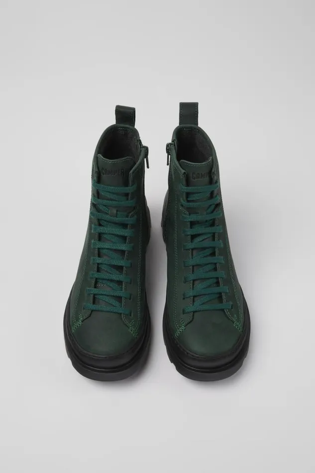 Women Camper Ankle Boots Brutus Green Nubuck Laceup Boots