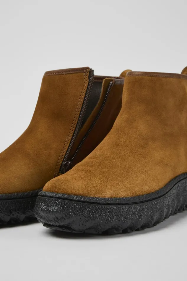 Women Camper Ankle Boots Ground MICHELIN Brown Suede Ankle Boots