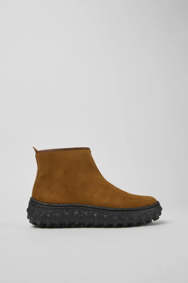 Women Camper Ankle Boots Ground MICHELIN Brown Suede Ankle Boots
