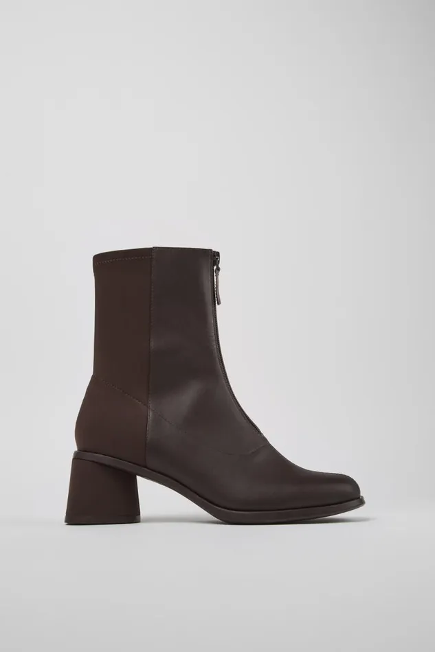 Women Camper Ankle Boots Kiara Brown Leather And Recycled PET Boots