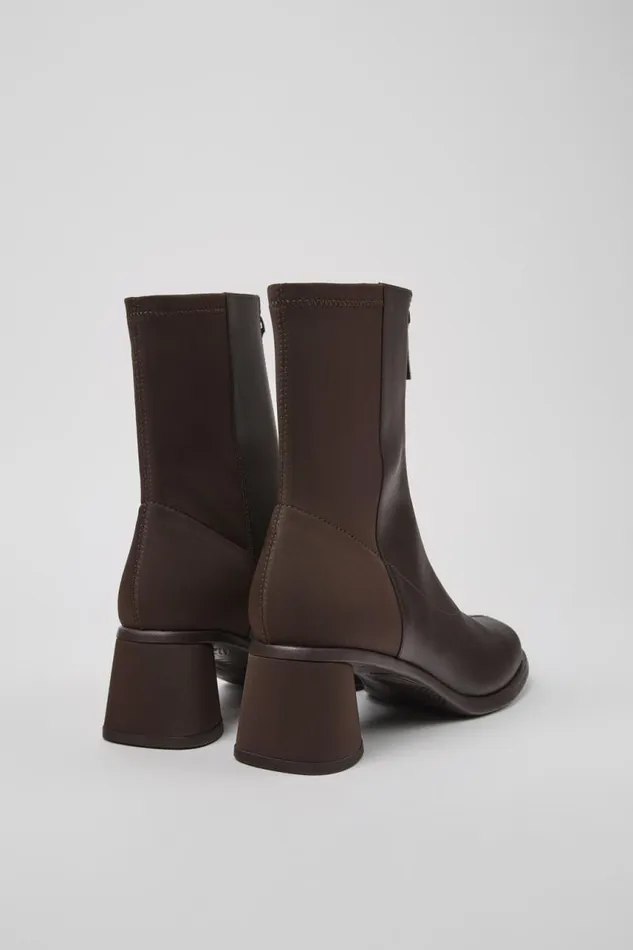 Women Camper Ankle Boots Kiara Brown Leather And Recycled PET Boots
