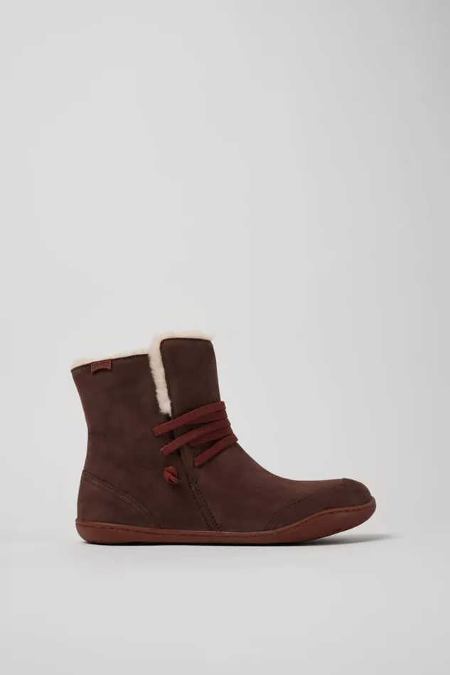 Women Camper Ankle Boots Peu Brown Nubuck Boots