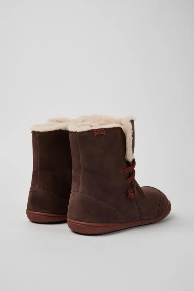 Women Camper Ankle Boots Peu Brown Nubuck Boots