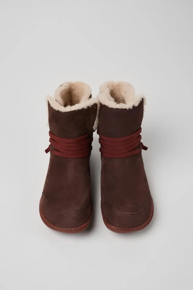 Women Camper Ankle Boots Peu Brown Nubuck Boots