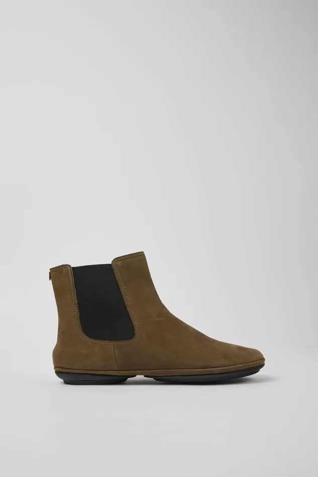 Women Camper Ankle Boots Right Brown Nubuck Ankle Boots