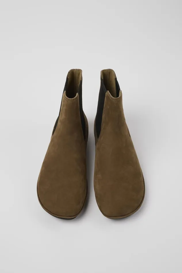 Women Camper Ankle Boots Right Brown Nubuck Ankle Boots
