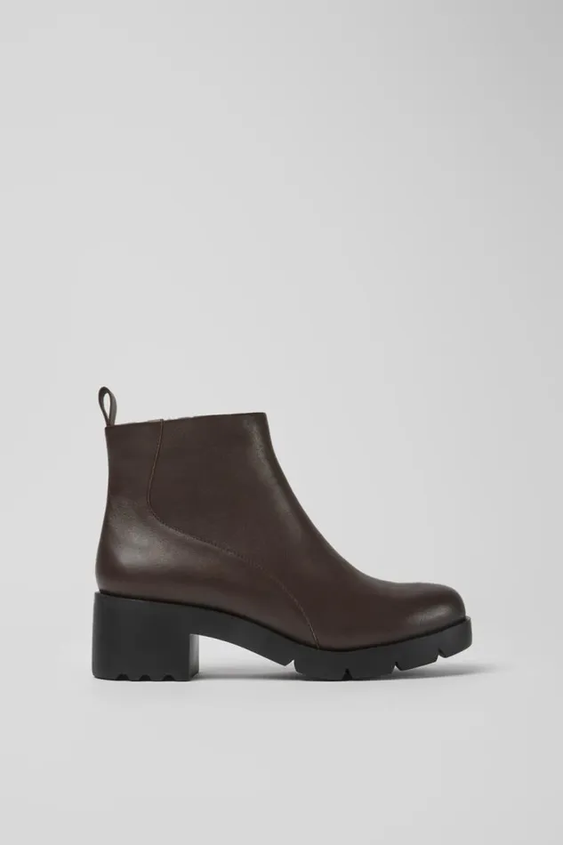 Women Camper Ankle Boots Wanda Dark Brown Zip Ankle Boot
